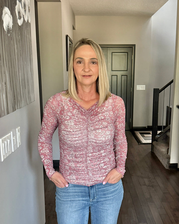 Madison Mesh Top | Rose Floral
