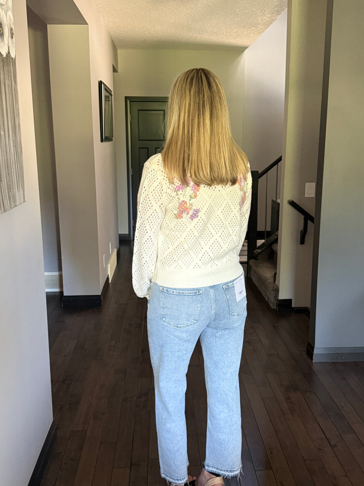 Chrissy Long Sleeve Floral Knit Cardigan