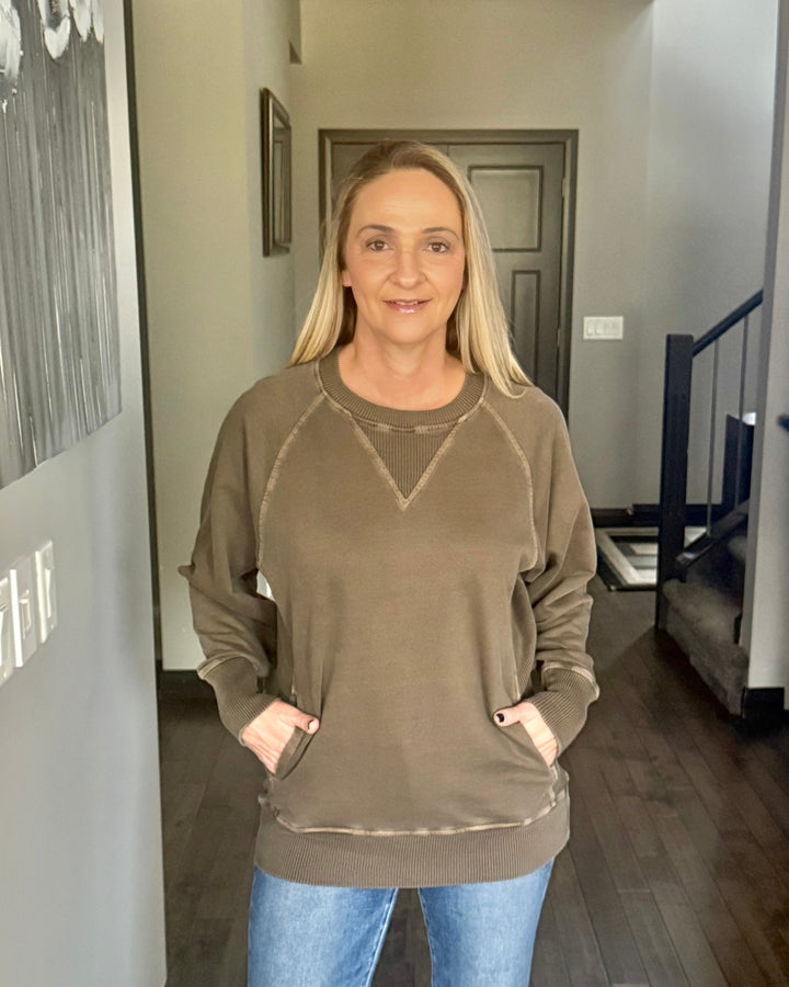 Remi French Terry Pullover | Brown