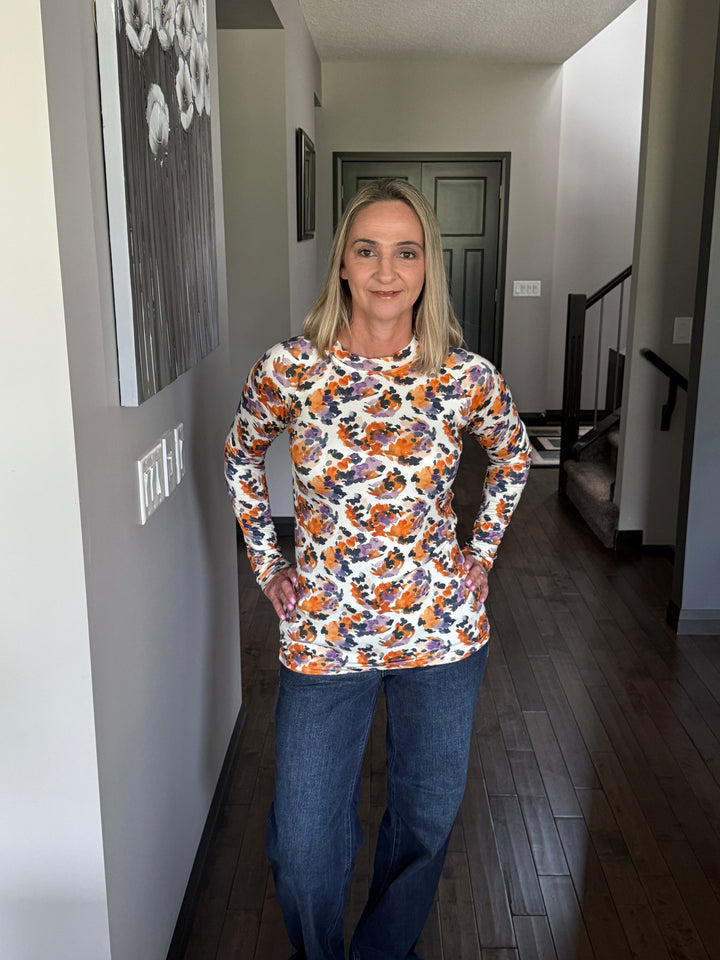 Michelle Mae | Blair Long Sleeve Top | Autumn Purple Abstract