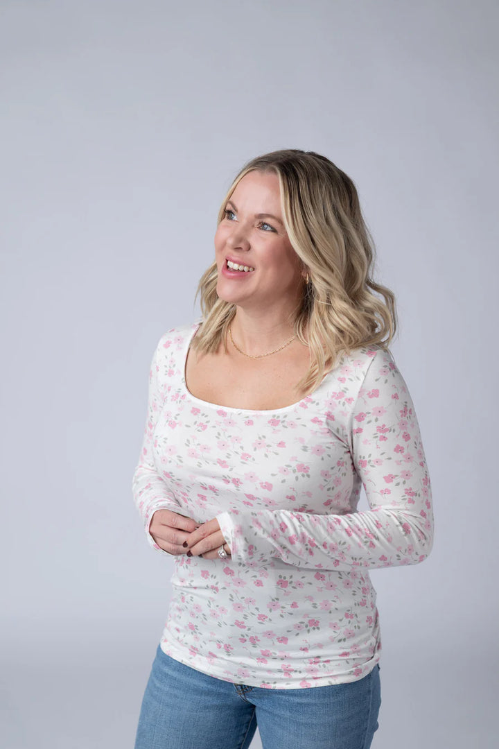 Michelle Mae | Alyssa Long Sleeve Top | Pretty In Pink Floral