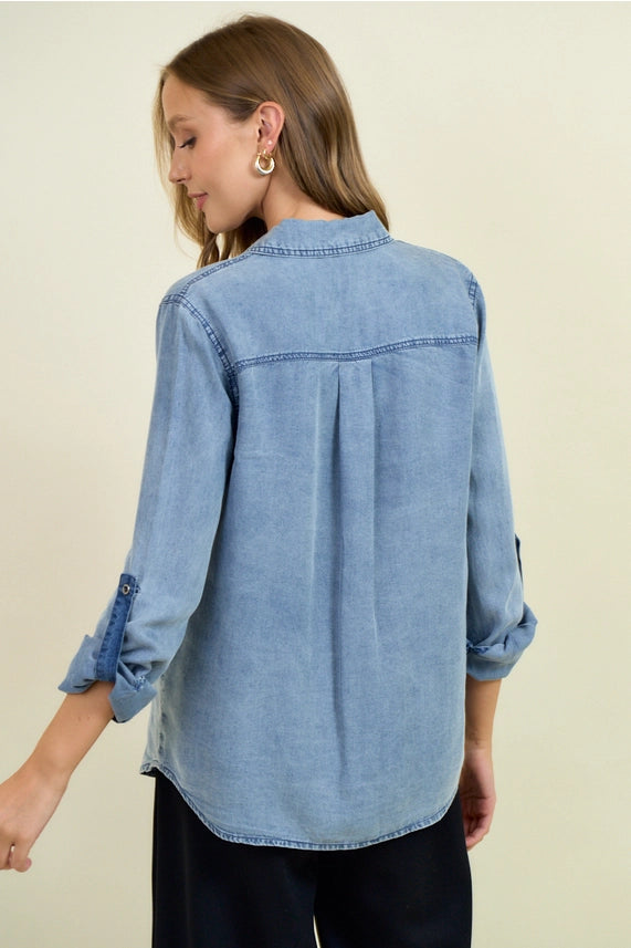 Chambray Button Down | Medium Dark Wash