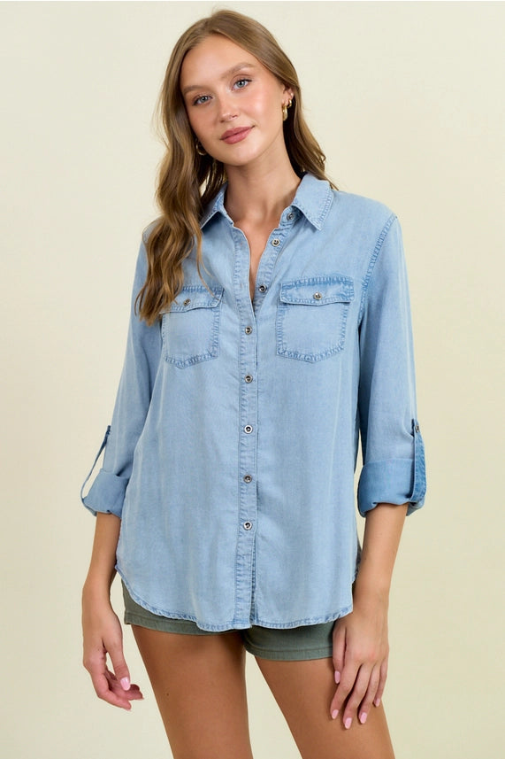 Chambray Button Down | Light Wash