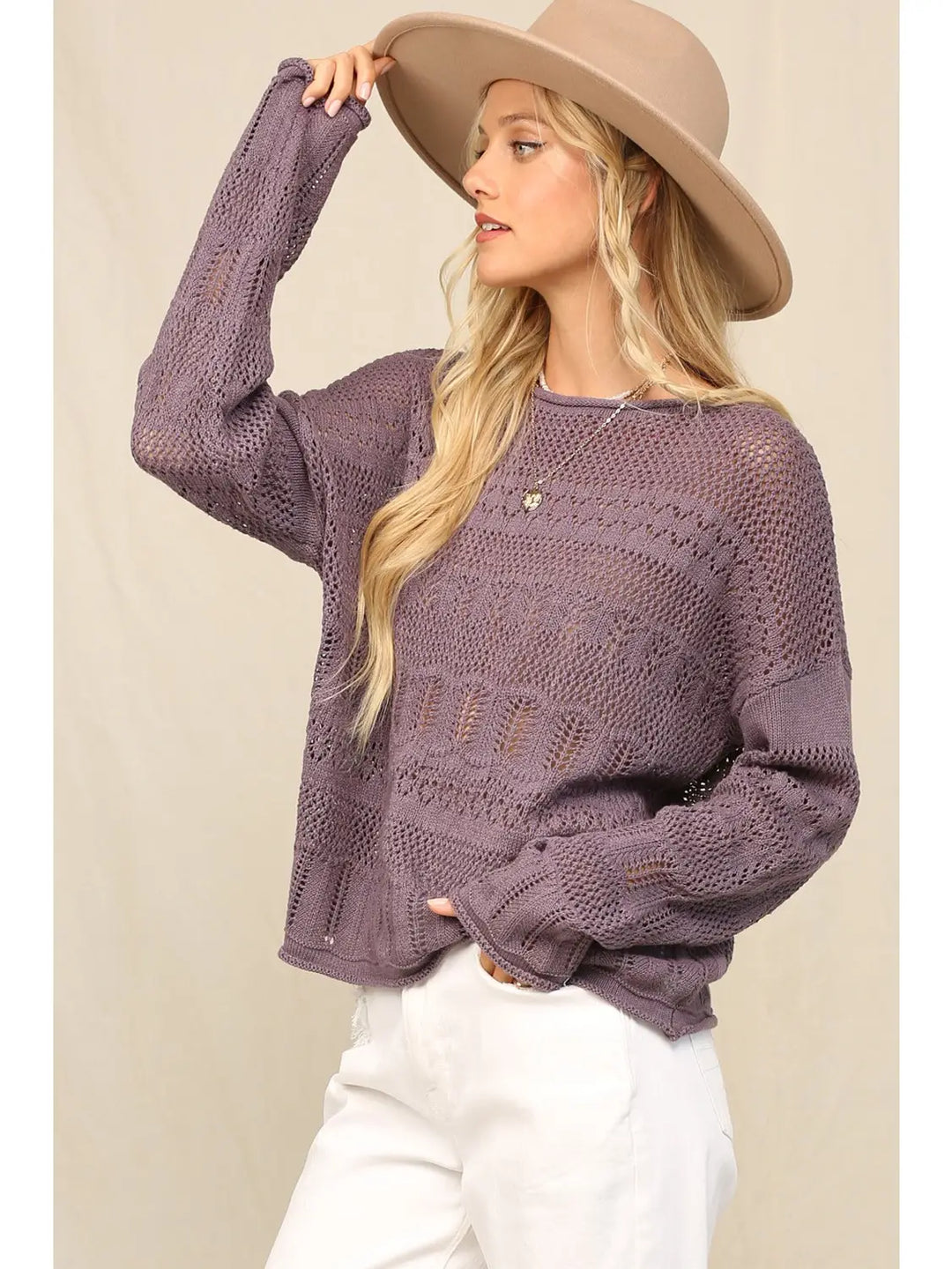 Paige Pointelle Slouchy Sweater