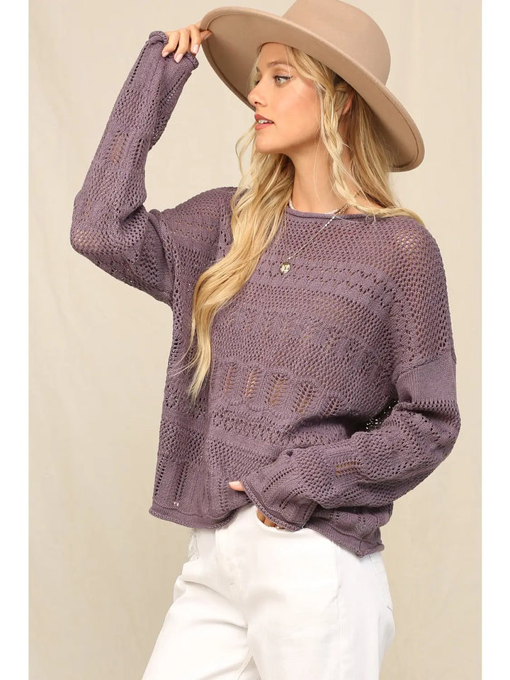 Paige Pointelle Slouchy Sweater
