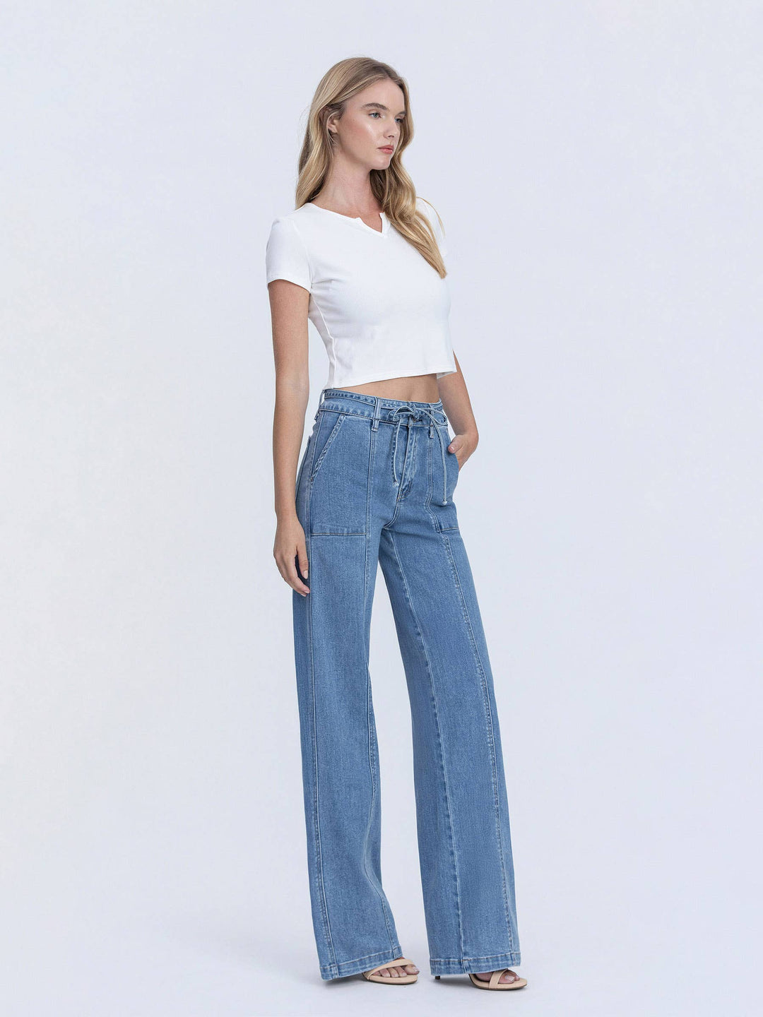 Vervet | Joni Tie Waistband Wide Leg Jeans