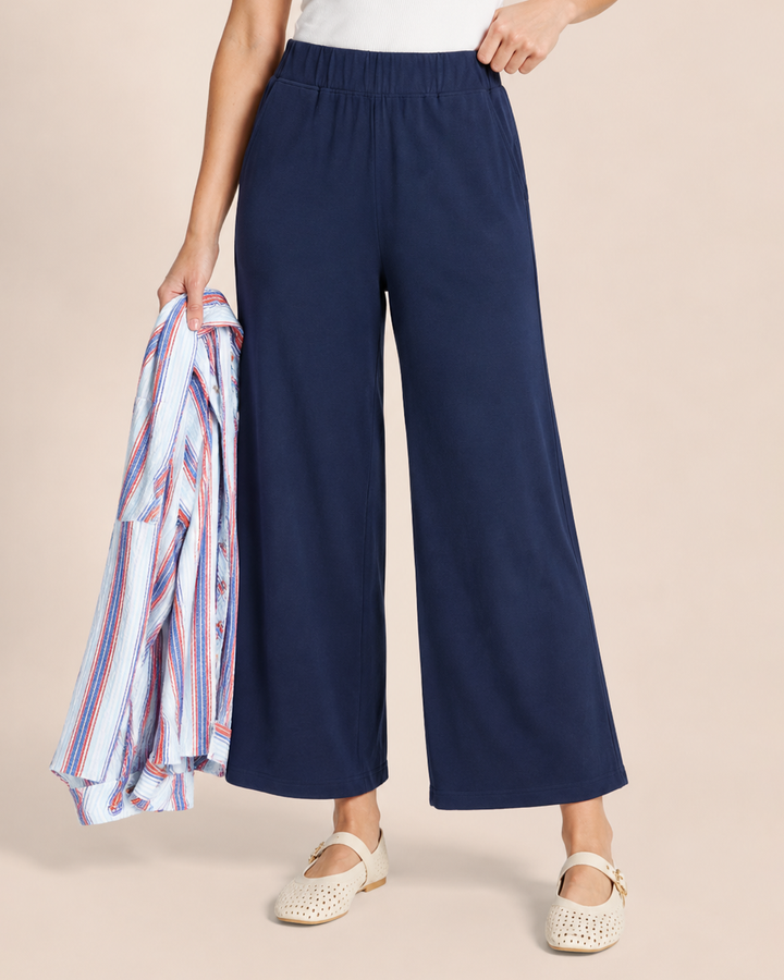 Grace and Lace | Weekend Ease Wide Leg Crop Pant| Navy