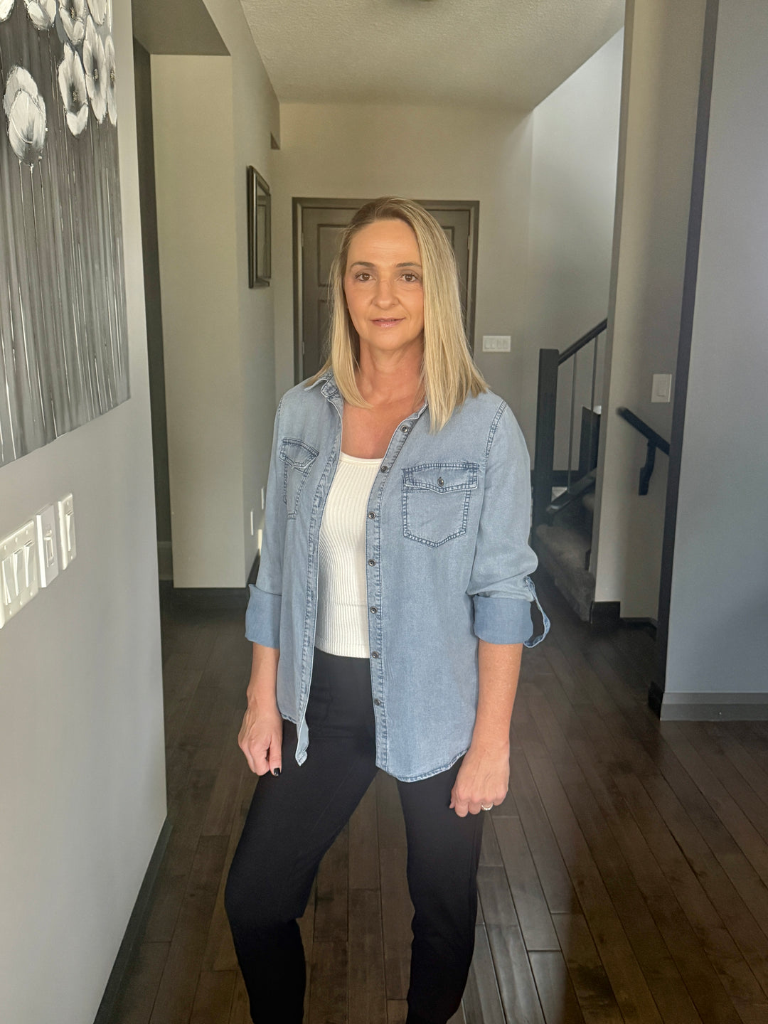 Chambray Button Down | Medium Dark Wash