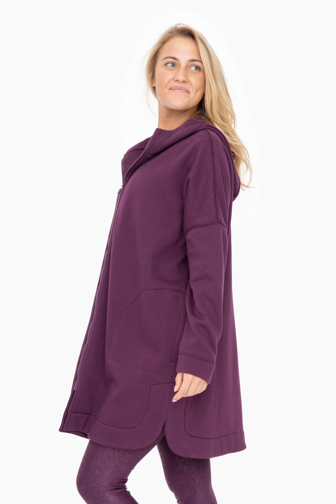 Longline Zip Up Jacket | Plum