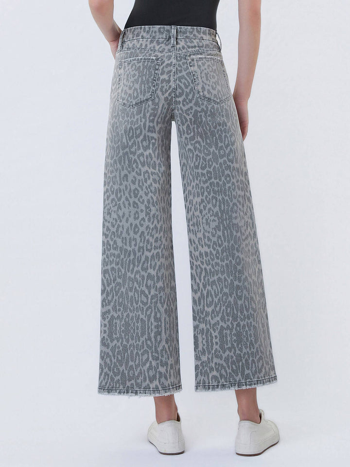 Vervet | Crop Wide Leg Leopard Jeans