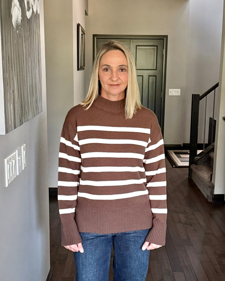 Millie Striped Sweater | Brown & Ivory