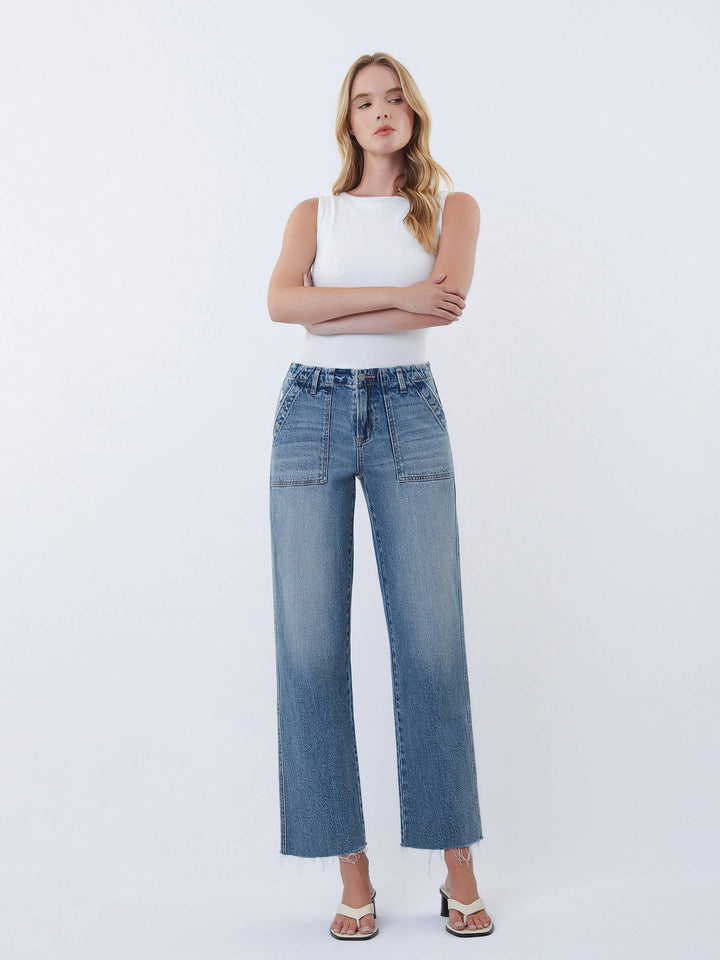 Vervet | Patch Pocket Slim Wide Leg Jeans