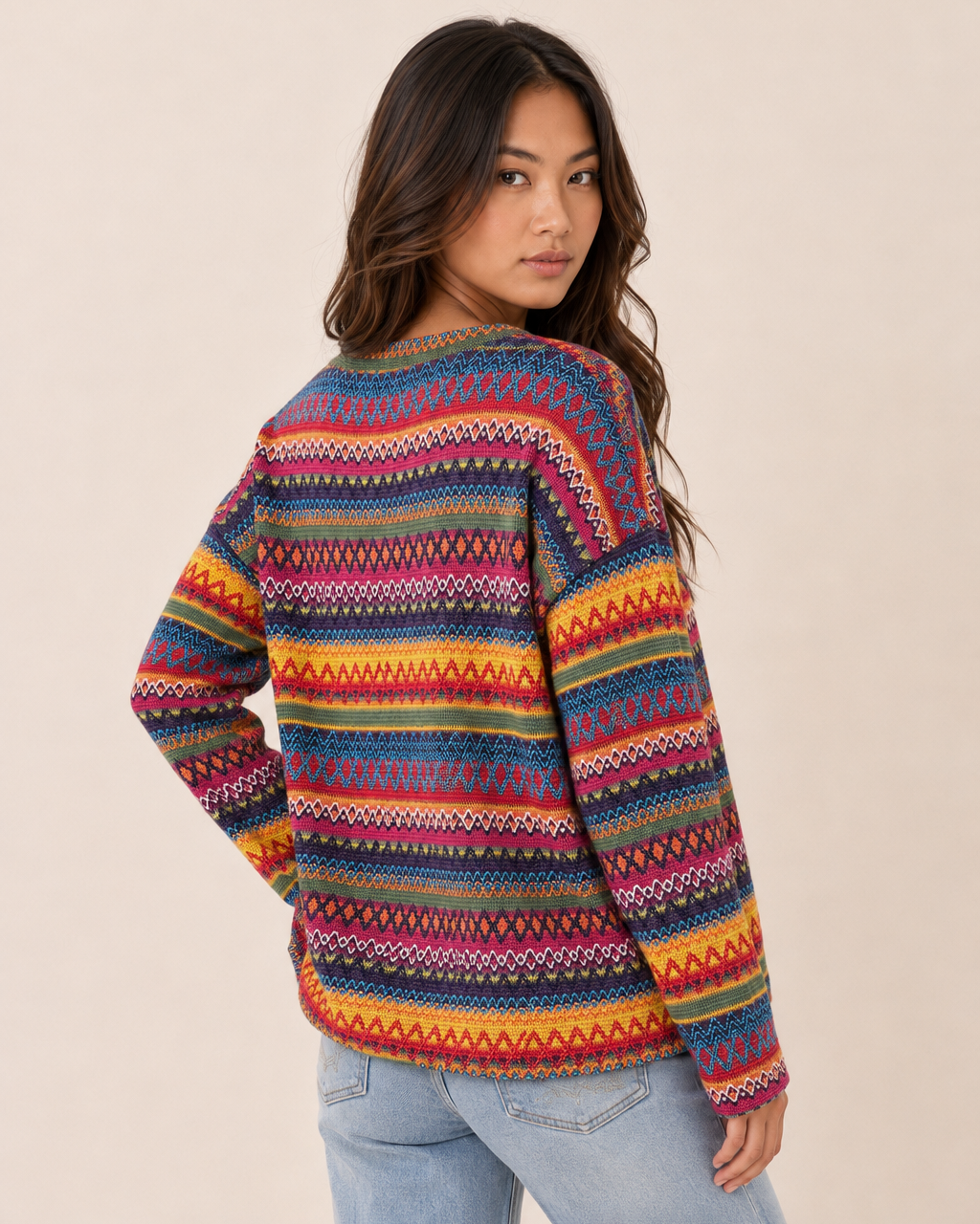 Grace and Lace | Colour Contrast Knit Pullover Sweater | Pink