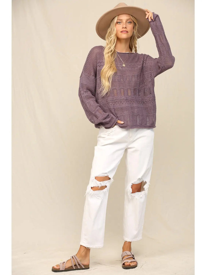 Paige Pointelle Slouchy Sweater