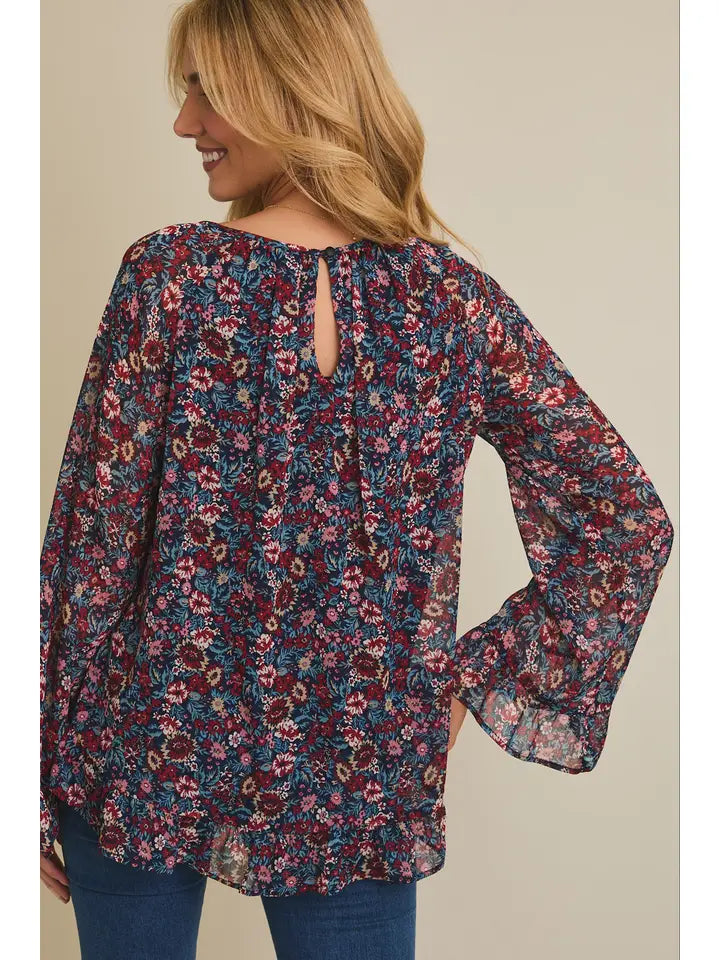 Ruffle Hem Floral Top