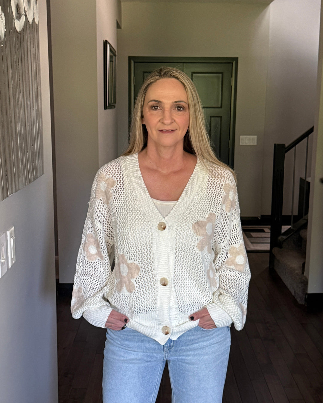 Lina Floral Crochet Cardigan | Ivory