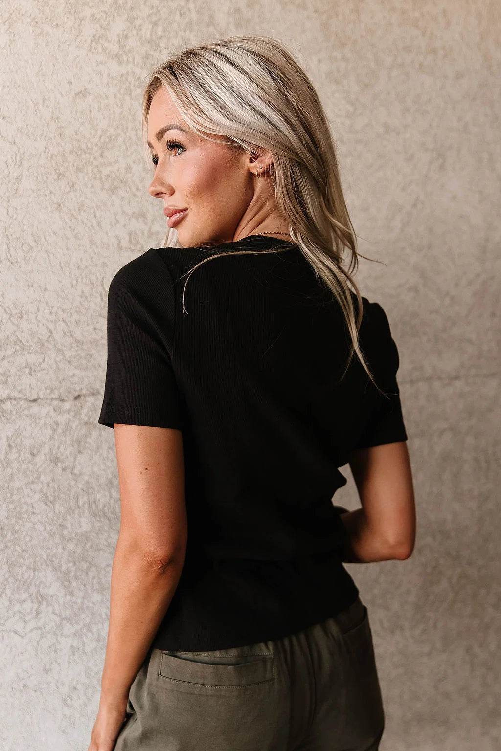 PREORDER  Ampersand Ave | Button Front Lulu Tee | Black - ETA END OCT / EARLY NOV