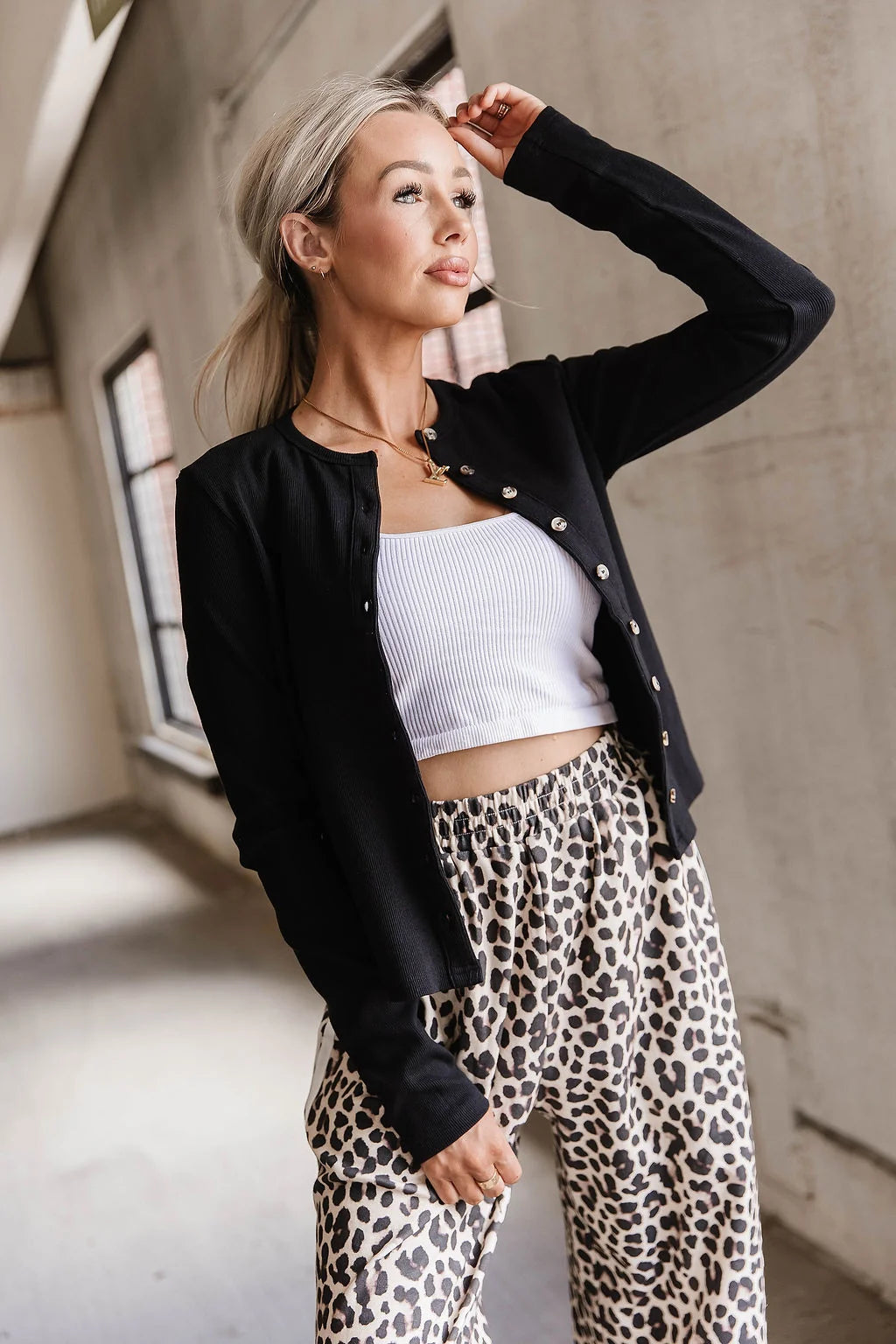 PREORDER  Ampersand Ave | Button Front Long Sleeve Lulu Tee | Black - ETA END OCT / EARLY NOV