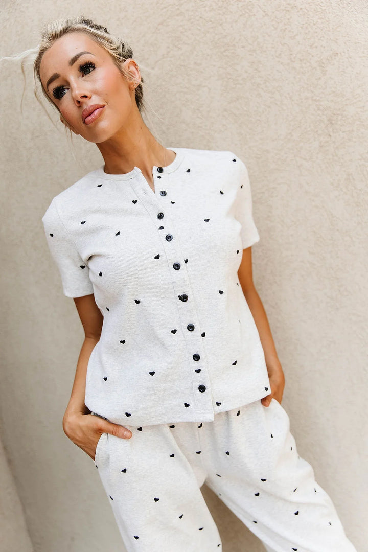 PREORDER  Ampersand Ave | Button Front Lulu Tee | Crushworthy Grey - ETA JANUARY