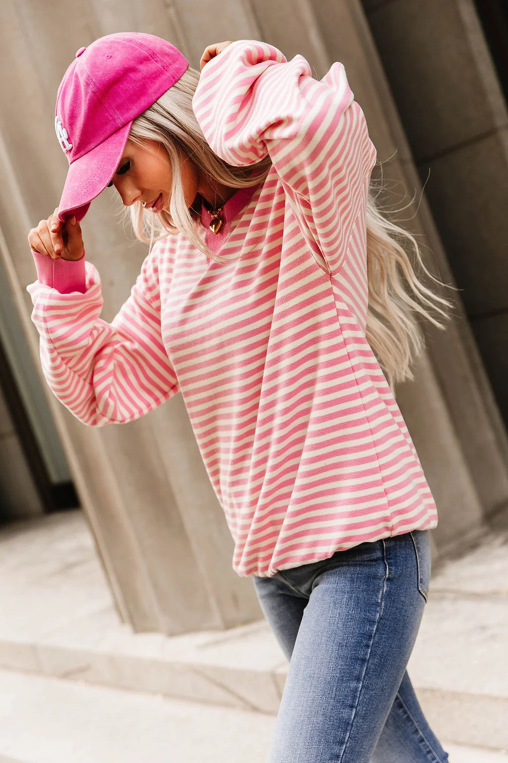 PREORDER  Ampersand Ave | Performance Fleece University Pullover | Tulip Stripe - ETA MID DEC