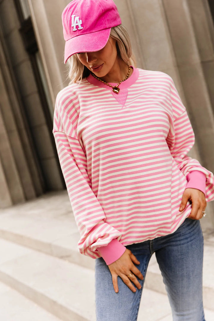 PREORDER  Ampersand Ave | Performance Fleece University Pullover | Tulip Stripe - ETA MID DEC