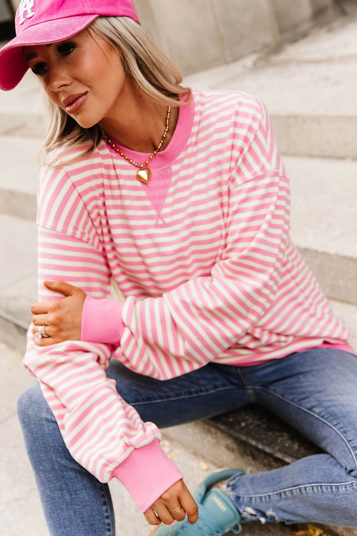 PREORDER  Ampersand Ave | Performance Fleece University Pullover | Tulip Stripe - ETA MID DEC