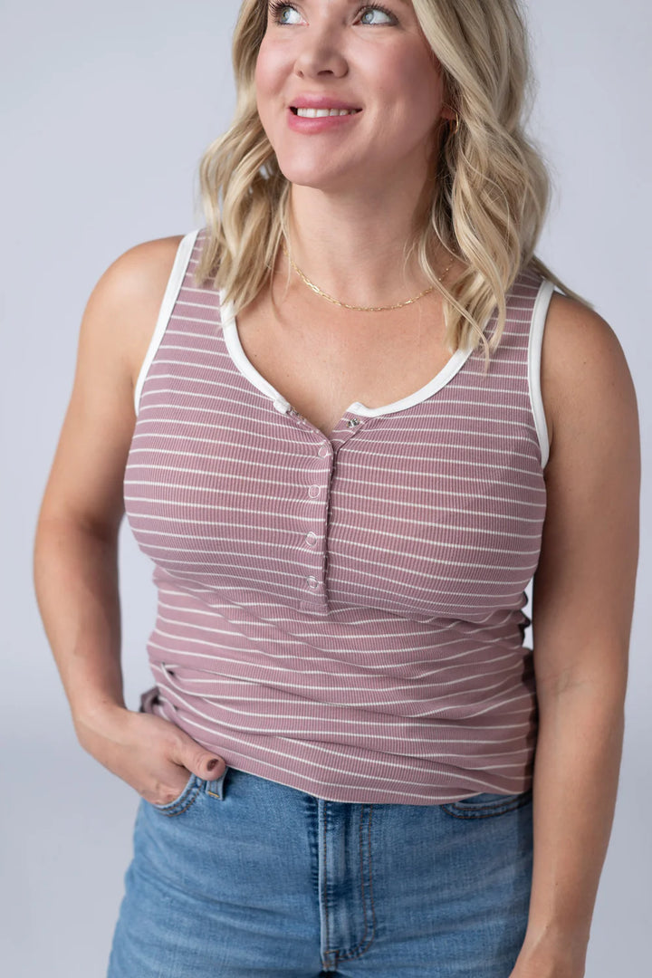 Michelle Mae | Shiloh Button Snap Tank | Dusty Rose