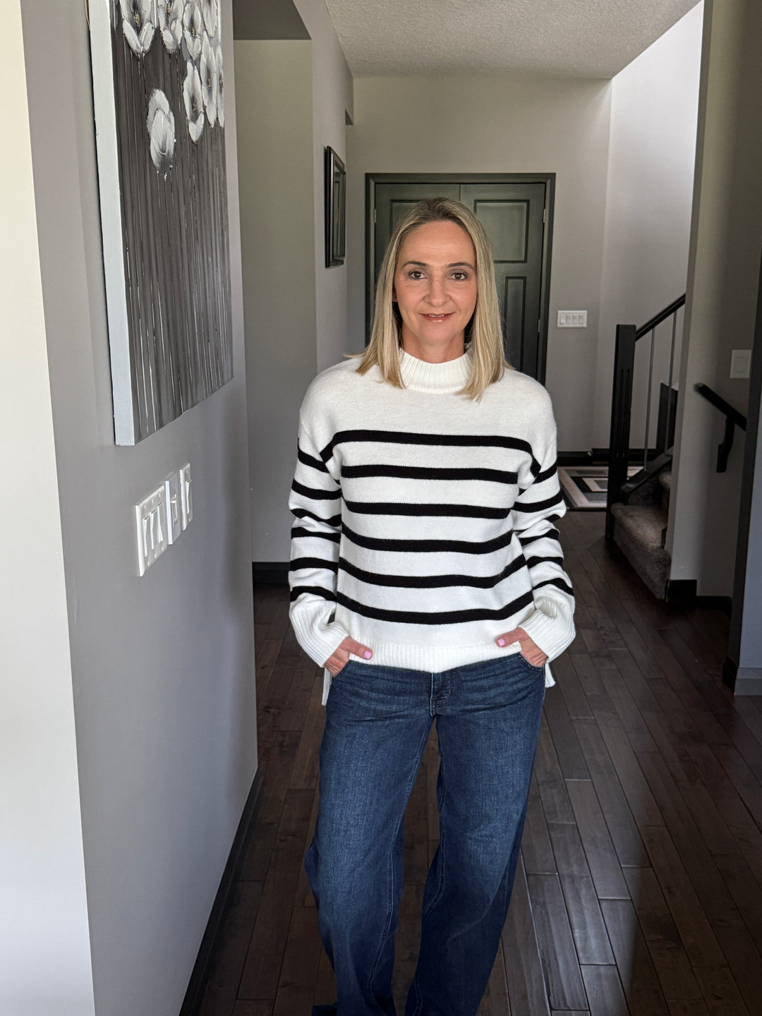 Millie Striped Sweater | Ivory & Black