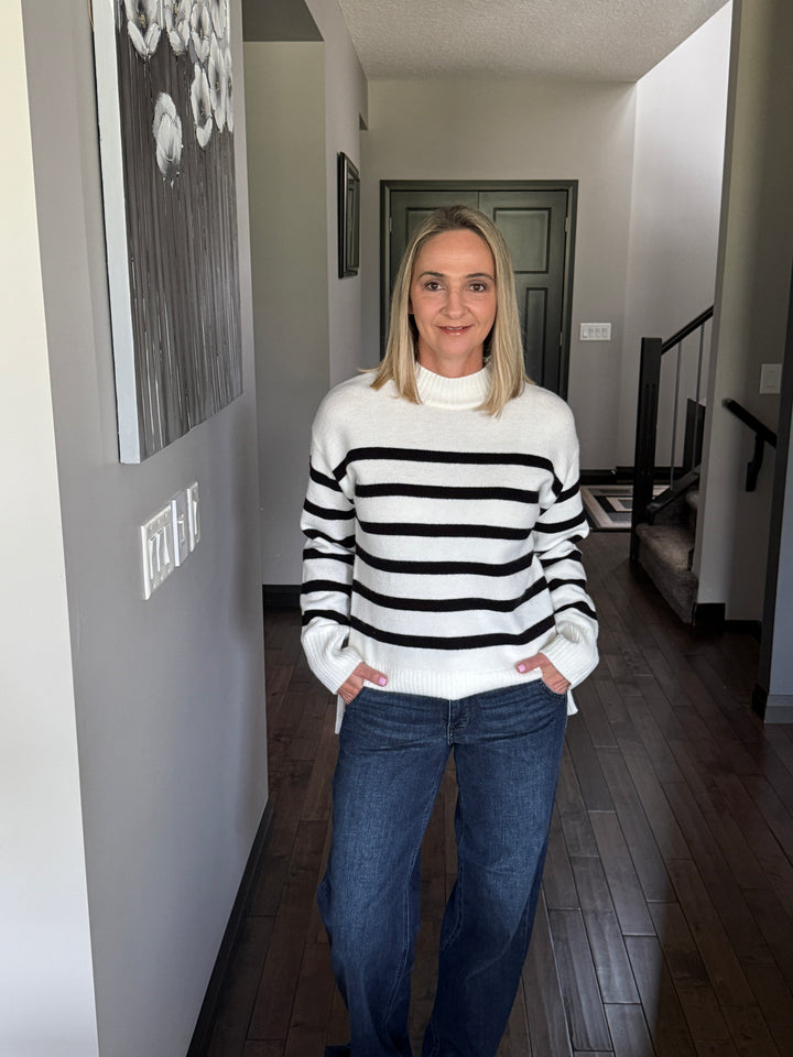 Millie Striped Sweater | Ivory & Black