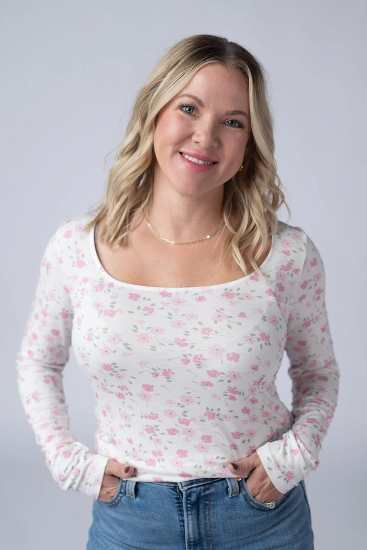 Michelle Mae | Alyssa Long Sleeve Top | Pretty In Pink Floral