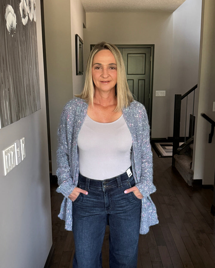 Cozy Mixed Yarn Cardigan | Blue Multi