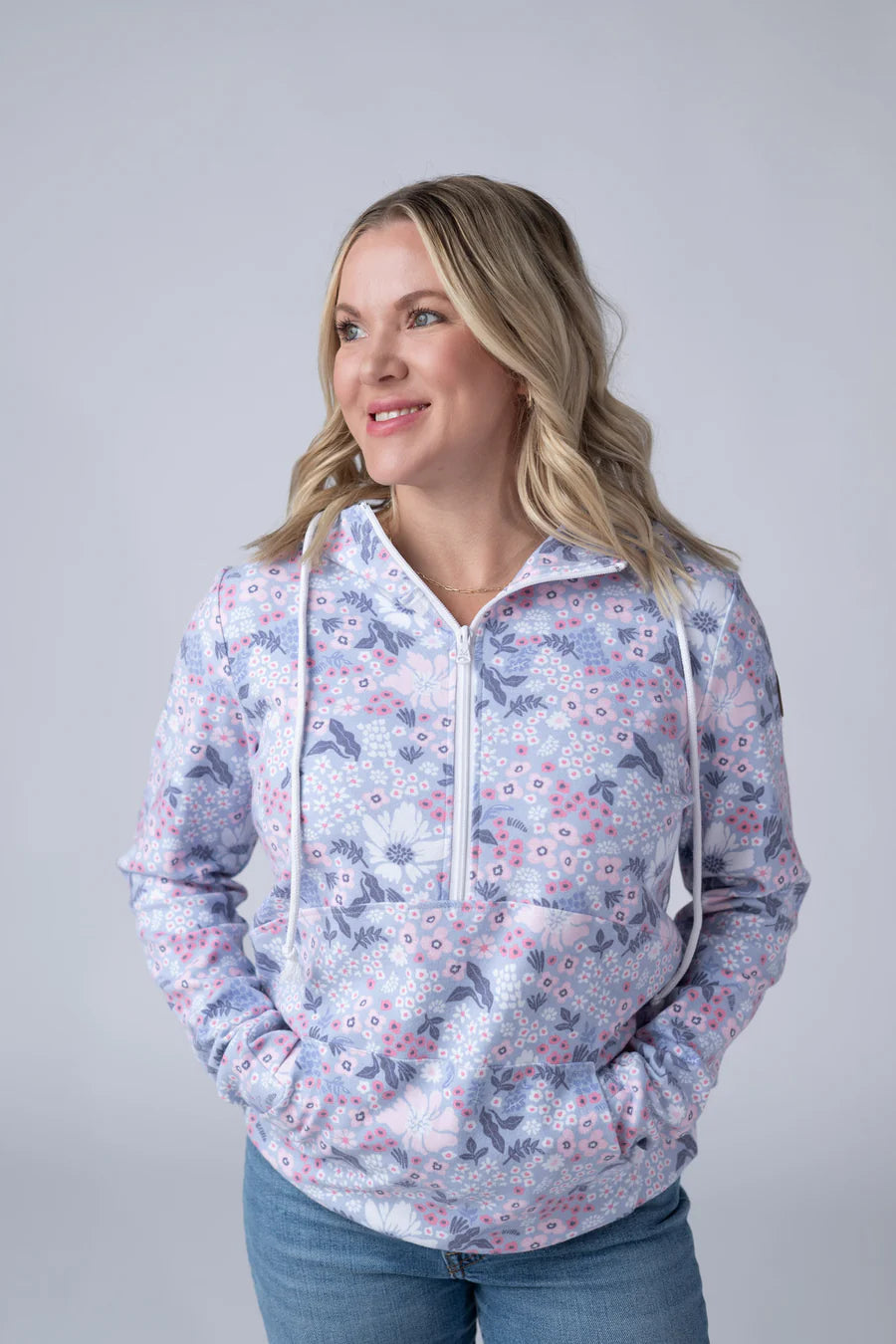 Michelle Mae |  HalfZip Hoodie | Ditsy Blush Floral