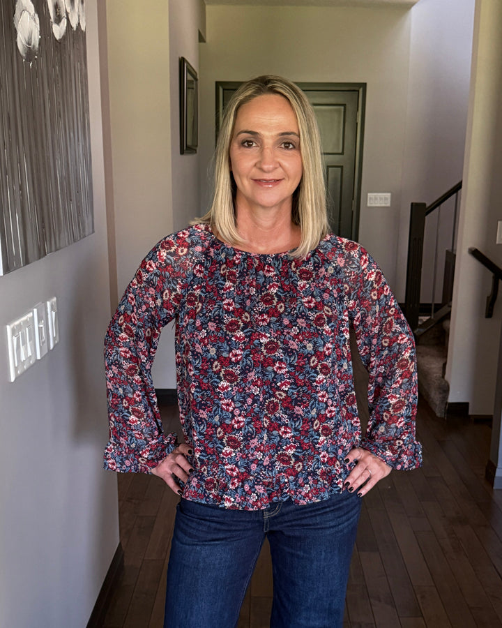 Ruffle Hem Floral Top