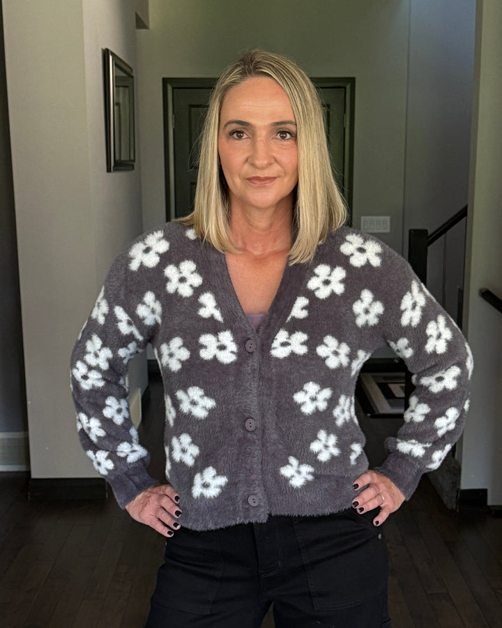 Fuzzy Floral Cardigan