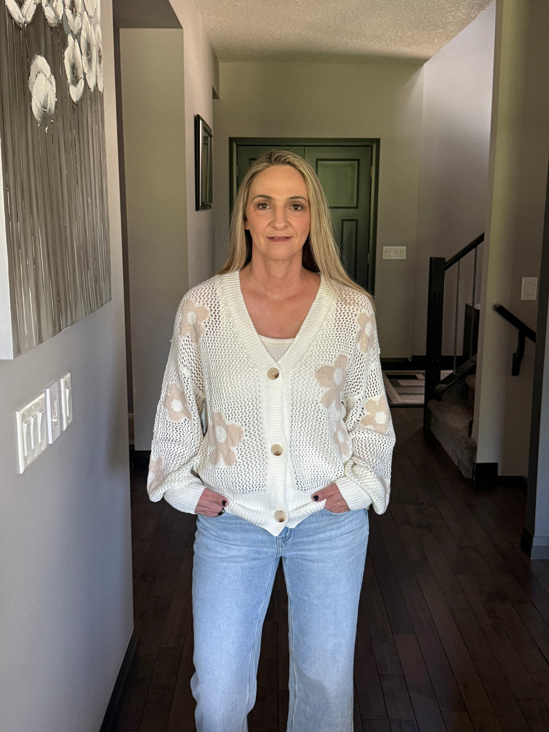 Lina Floral Crochet Cardigan | Ivory