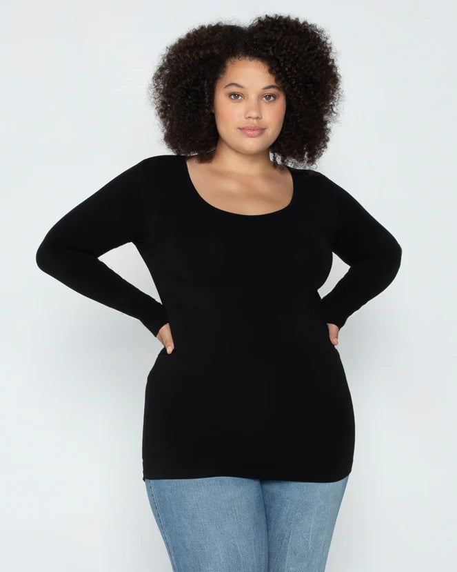 C'est Moi Bamboo Long Sleeve Scoop Neck | Plus Size