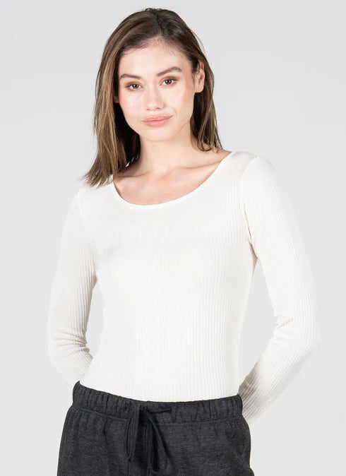 C'est Moi Seamless Ribbed Long Sleeve Crew Neck | One Size