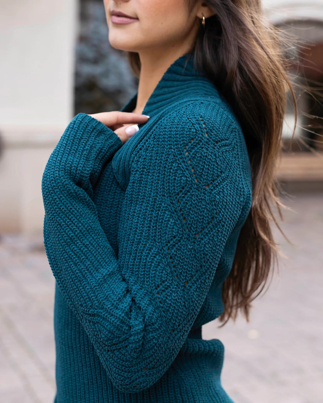 Grace and Lace | Cabled Sleeve Shrug Sweater