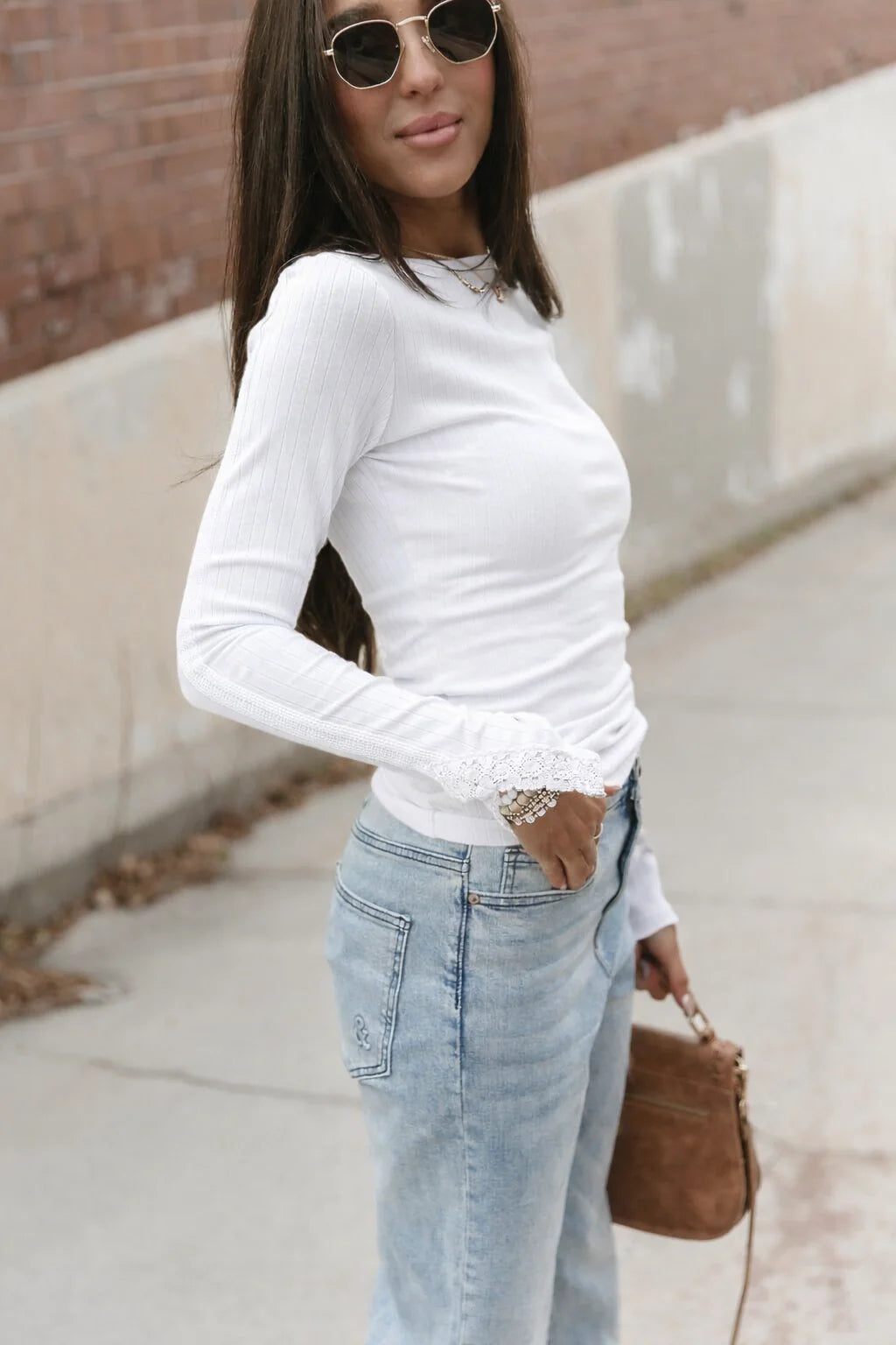 Ampersand Ave | Lovely Lace Long Sleeve | Mist