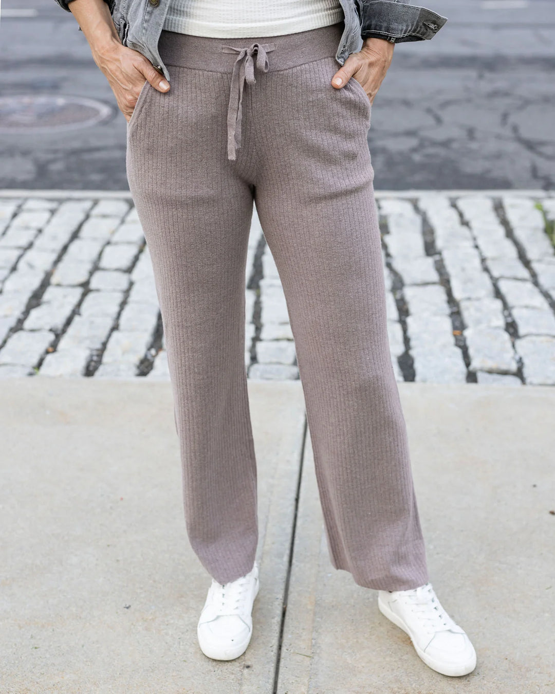 Grace and Lace | Classic & Cozy Ribbed Sweater Pants | Almondine