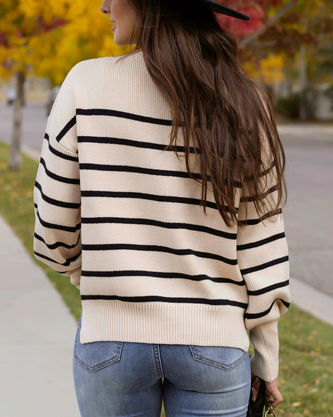 Grace and Lace | Crew Neck Striped Sweater