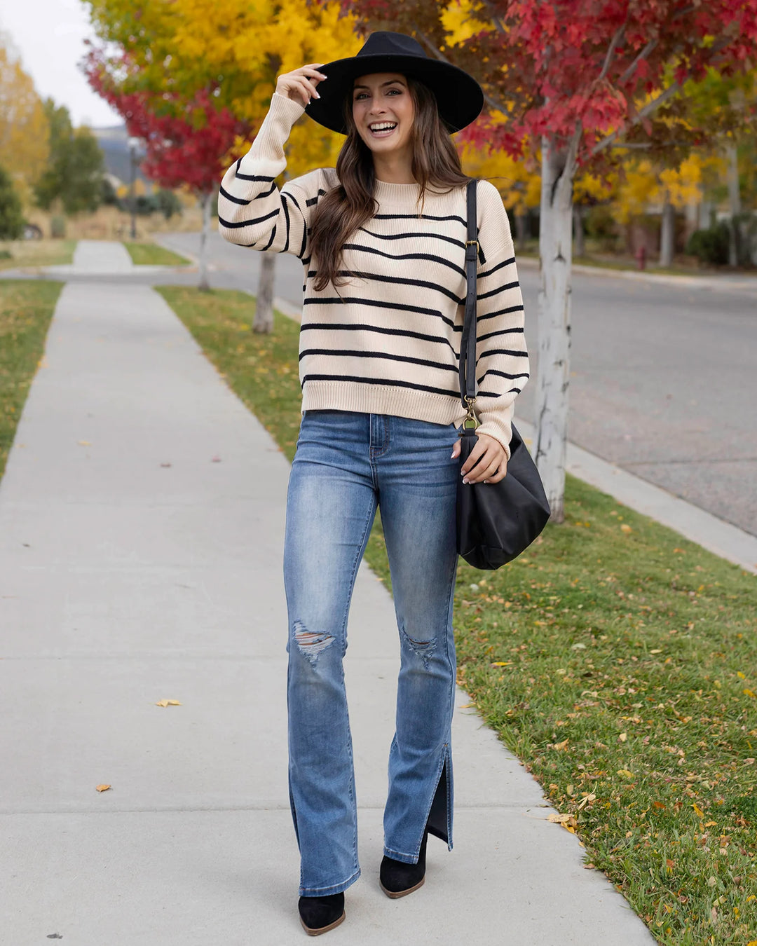 Grace and Lace | Crew Neck Striped Sweater