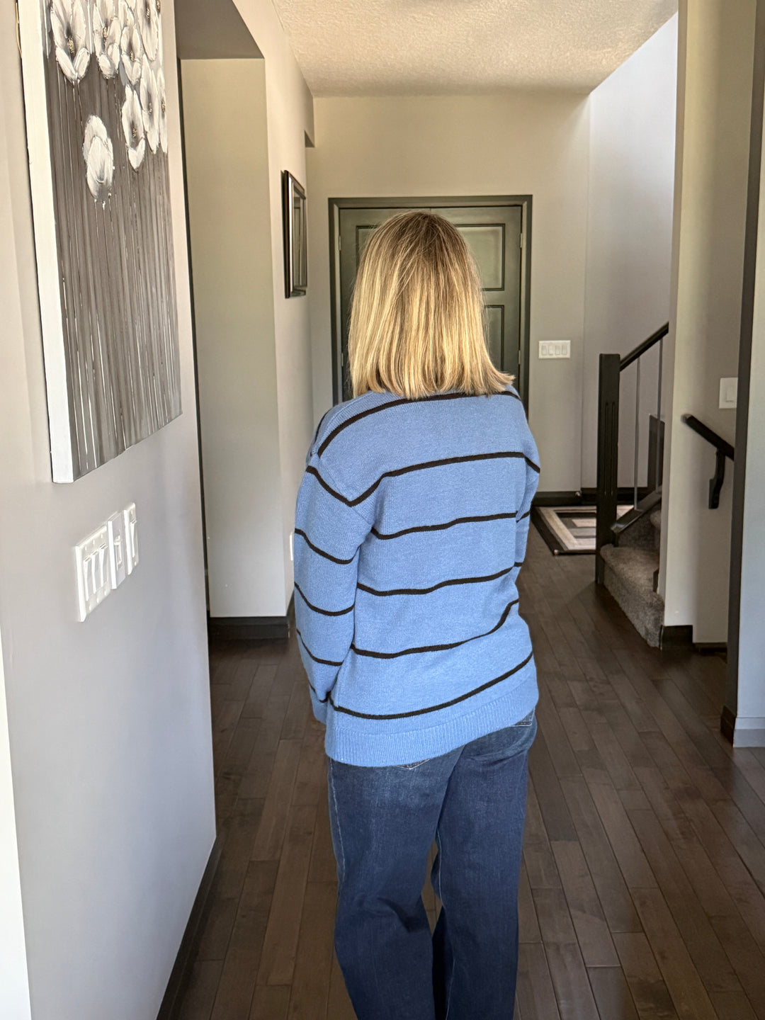 Scarlet Striped Sweater | Dusty Blue