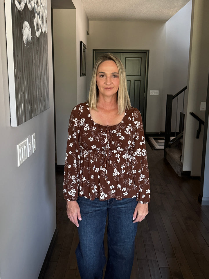 Iris Front Tie Floral Top