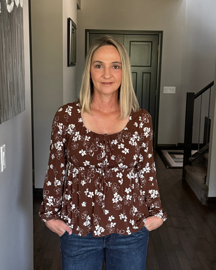 Iris Front Tie Floral Top