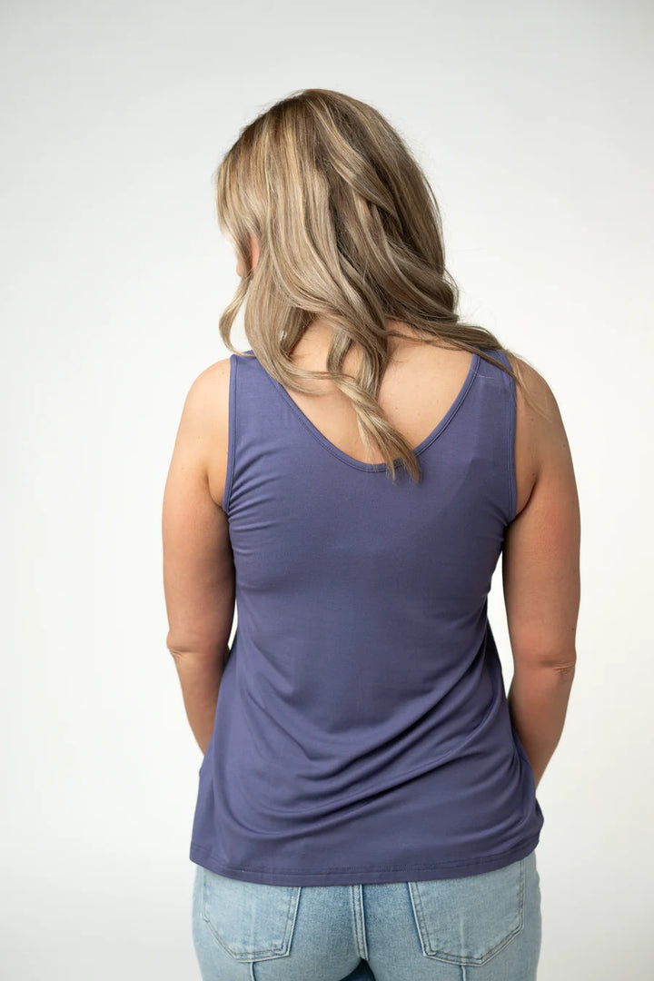 Michelle Mae | Vera V-Neck Tank | Slate Purple