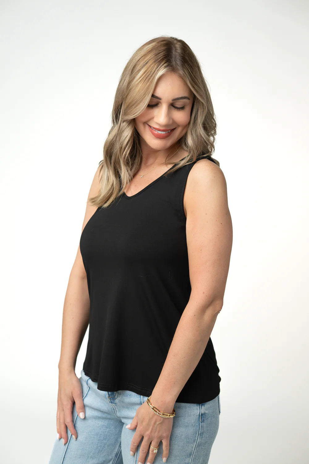 Michelle Mae | Vera V-Neck Tank | Black