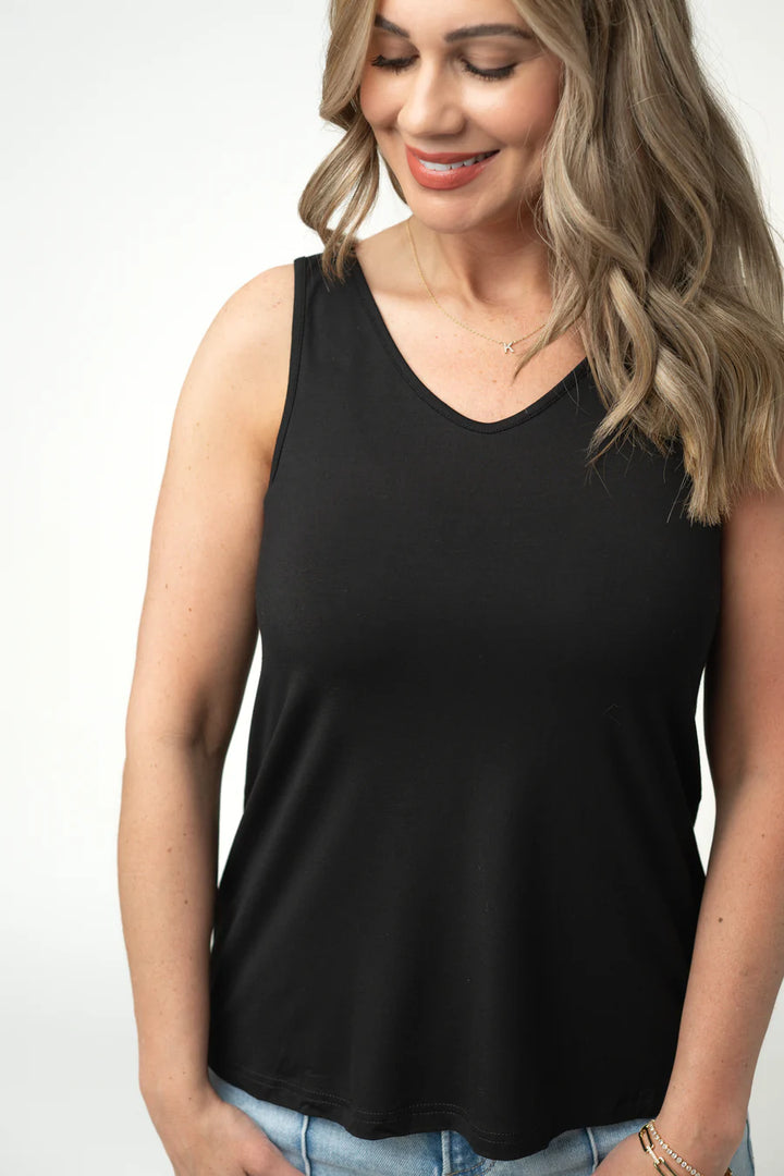 Michelle Mae | Vera V-Neck Tank | Black