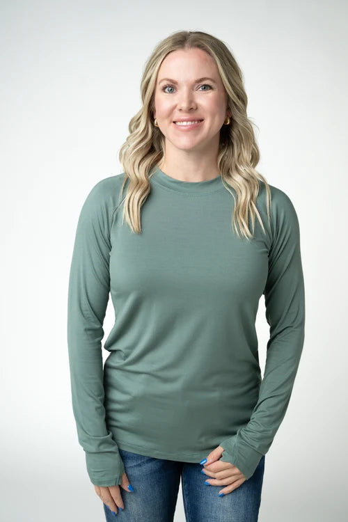 PREORDER  Michelle Mae | Blair Long Sleeve Top | Dusty Jade
