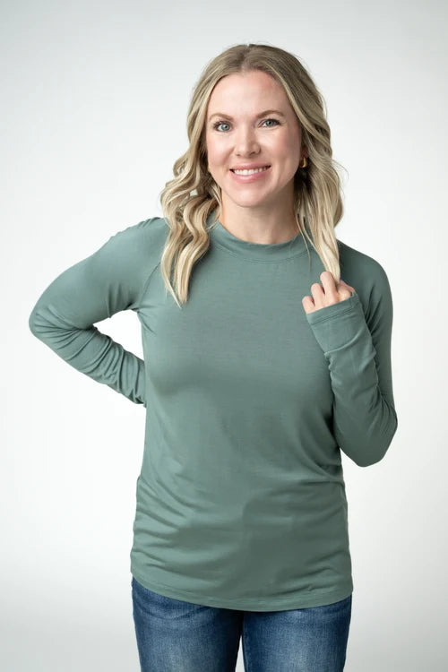 PREORDER  Michelle Mae | Blair Long Sleeve Top | Dusty Jade